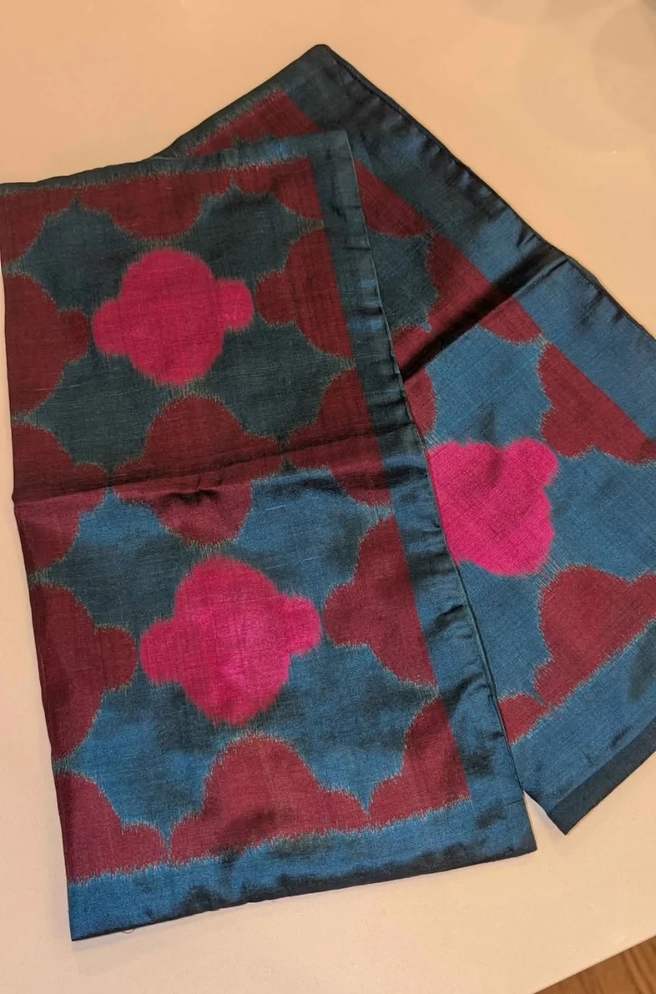 Two Silk Pillow Cover from India Teal/Maroon