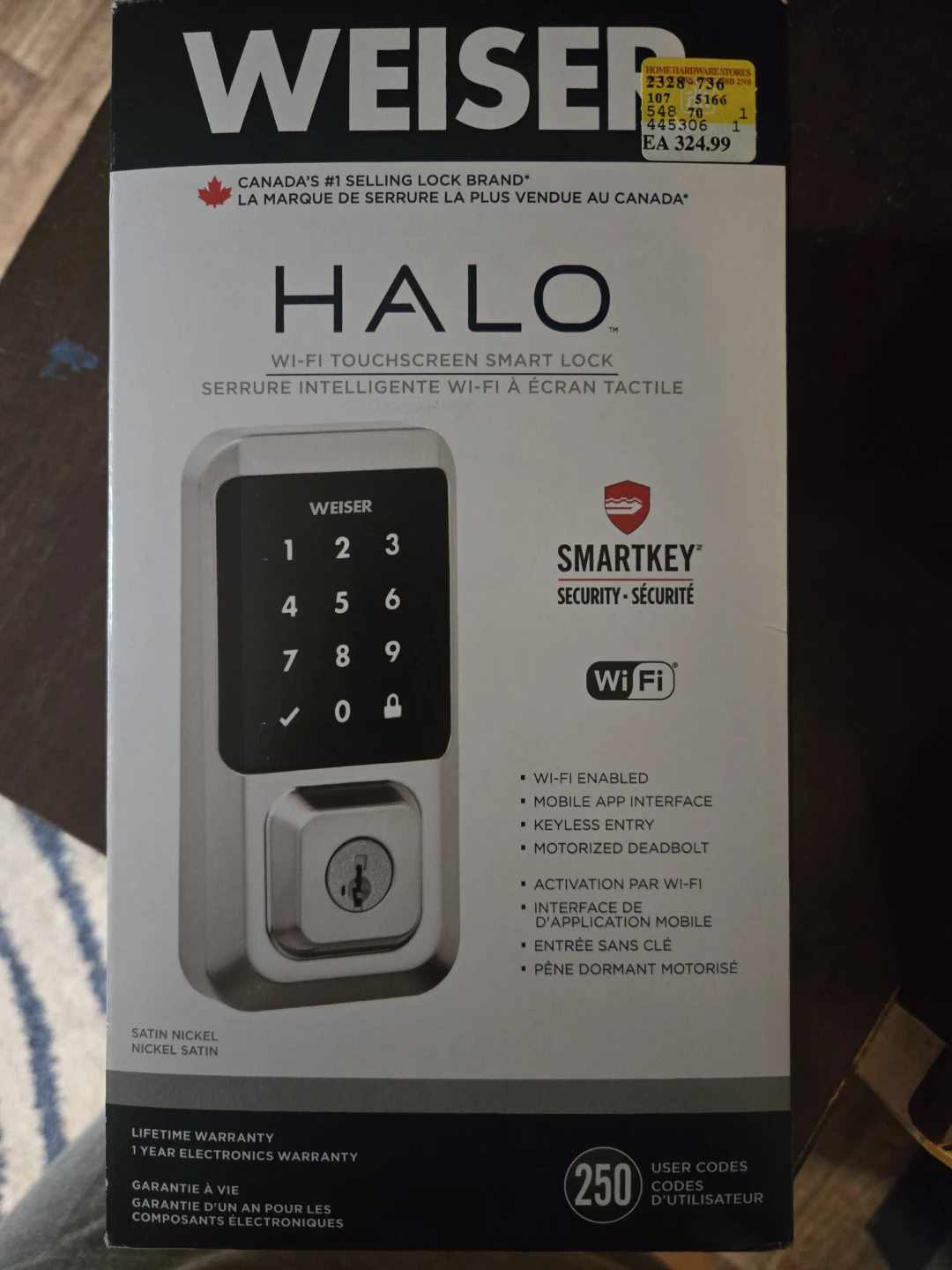 Weiser Halo Wi-Fi Touchscreen Smart Lock - Satin Nickel