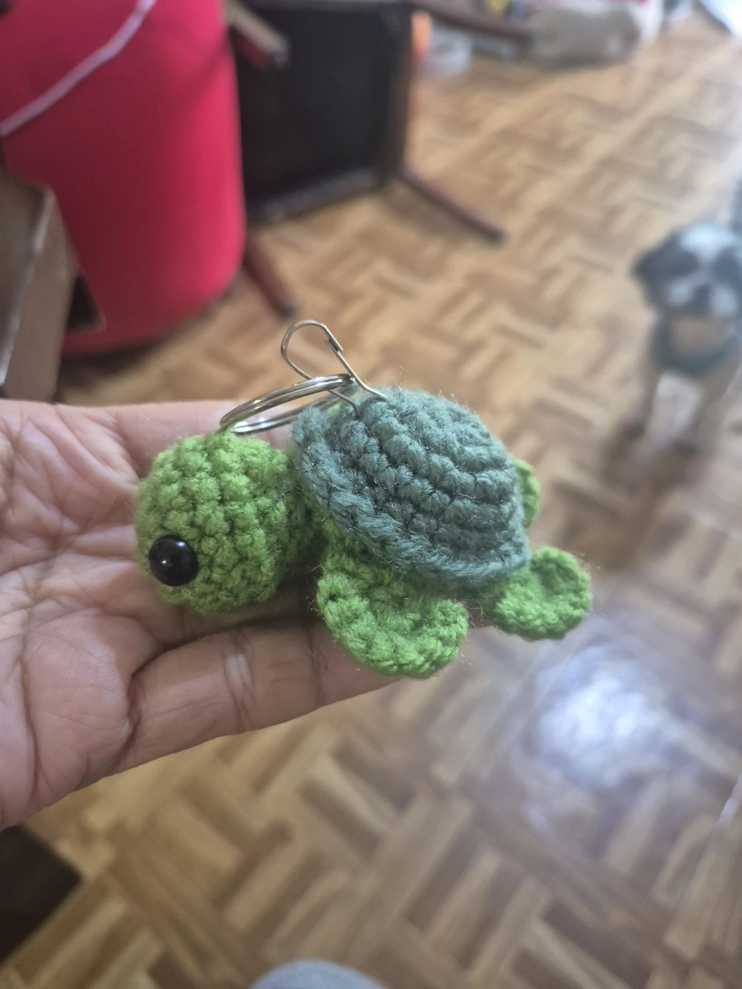 Handmade Crocheted Turtle Keychain - photo 2