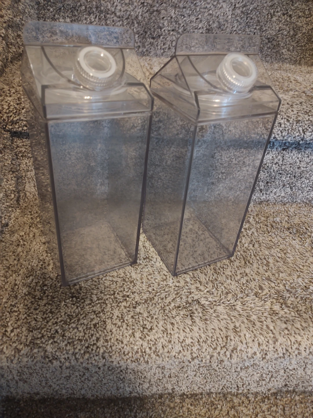 Set of 2 Clear Milk Carton Style Water Bottles