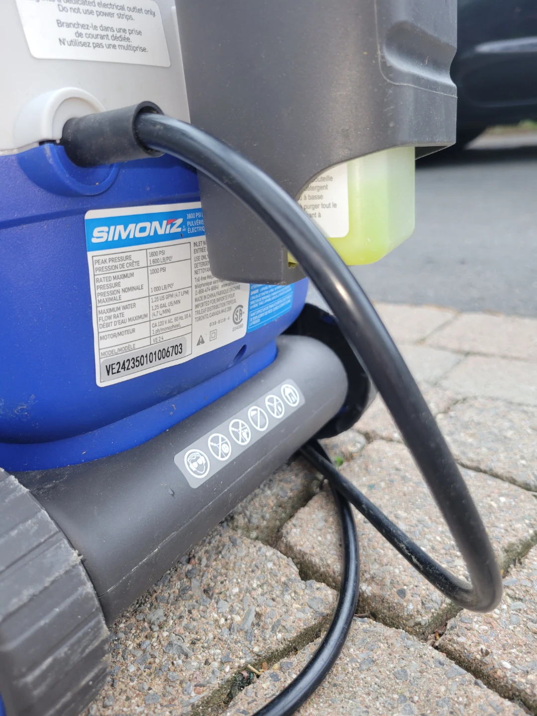 SIMONIZ Electric Pressure Washer 1600psi - photo 3
