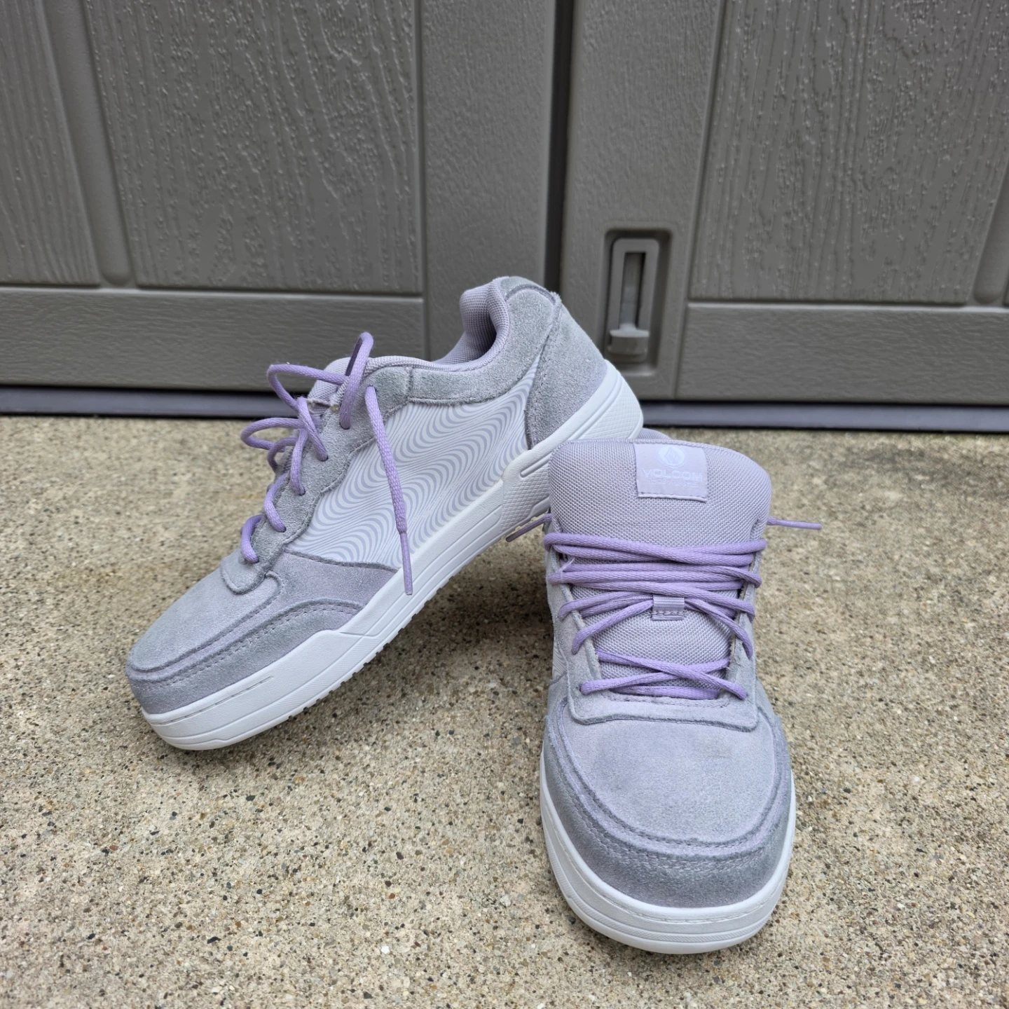 Volcom Grey Suede Sneakers - Size 8W slip oil resistant.