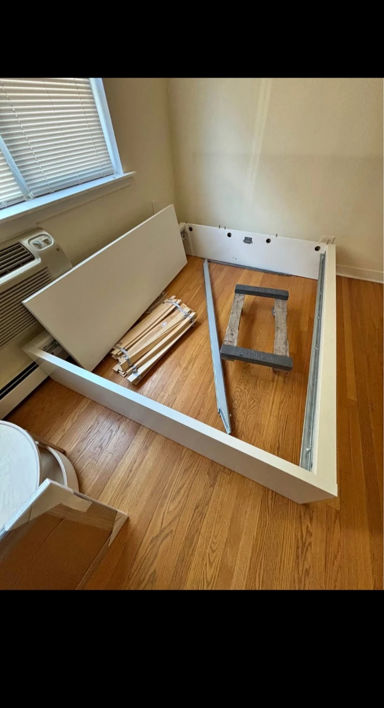 White queen Bed Frame with Slats