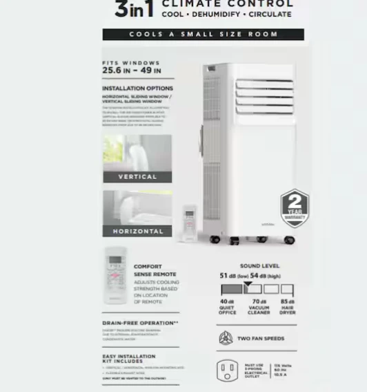 5,000 BTU 115-Volt 3-in-1 Portable Air Conditioner Dehumidifier - photo 5