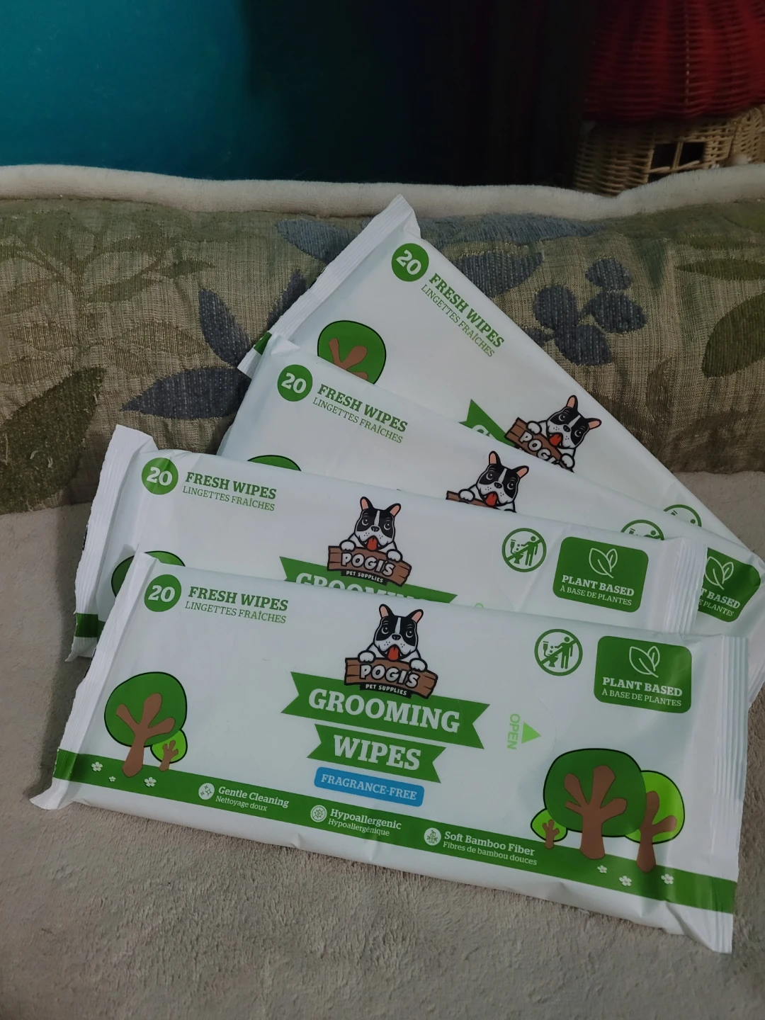 Pogi's Grooming Wipes, Plant-Based, 4 Packs (80 Wipes)