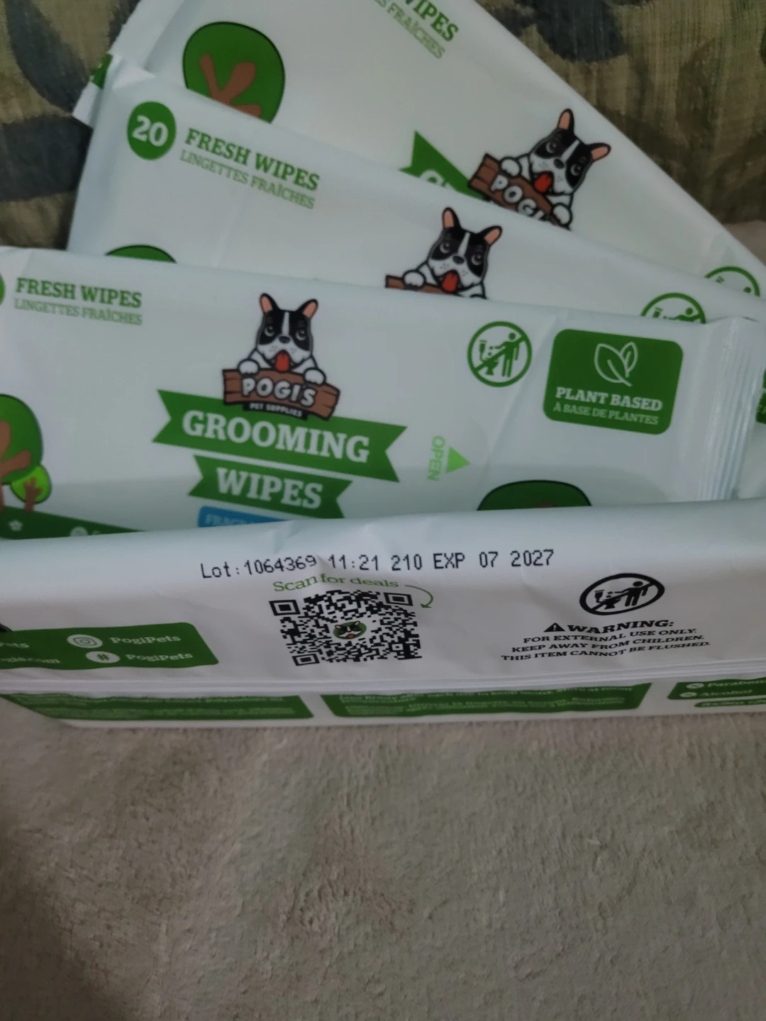 Pogi's Grooming Wipes, Plant-Based, 4 Packs (80 Wipes) - photo 2