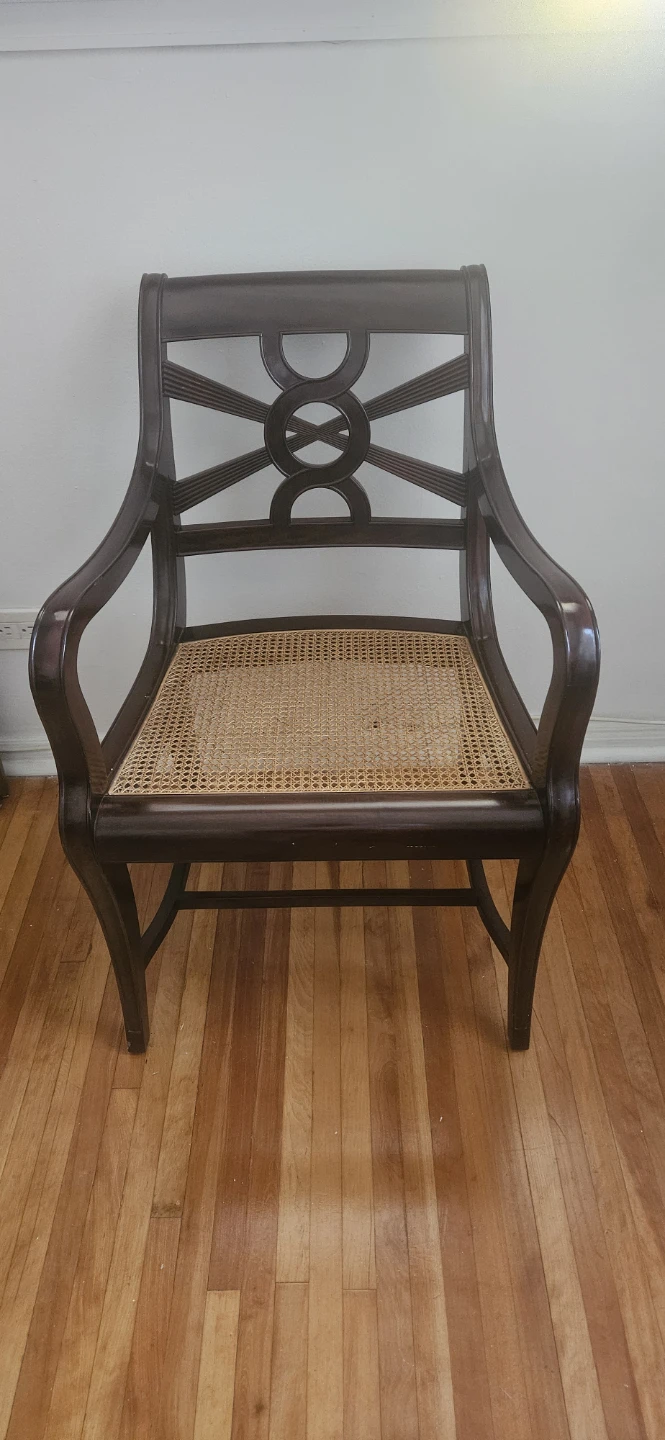 Dark Wood Armchair with Cane Seat
