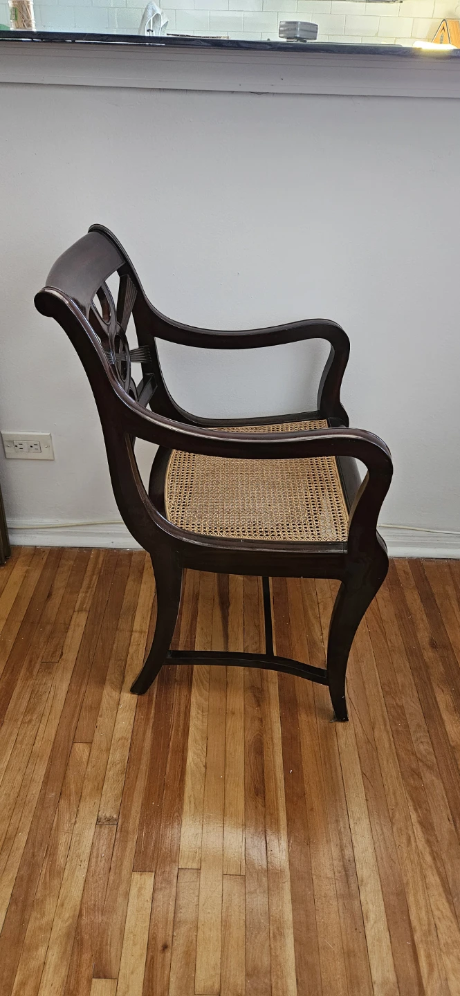 Dark Wood Armchair with Cane Seat - photo 2
