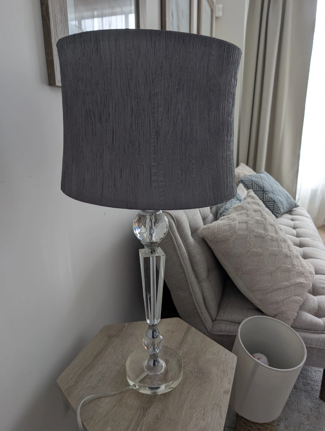 Set of 2 Crystal Table Lamps - Grey - photo 2