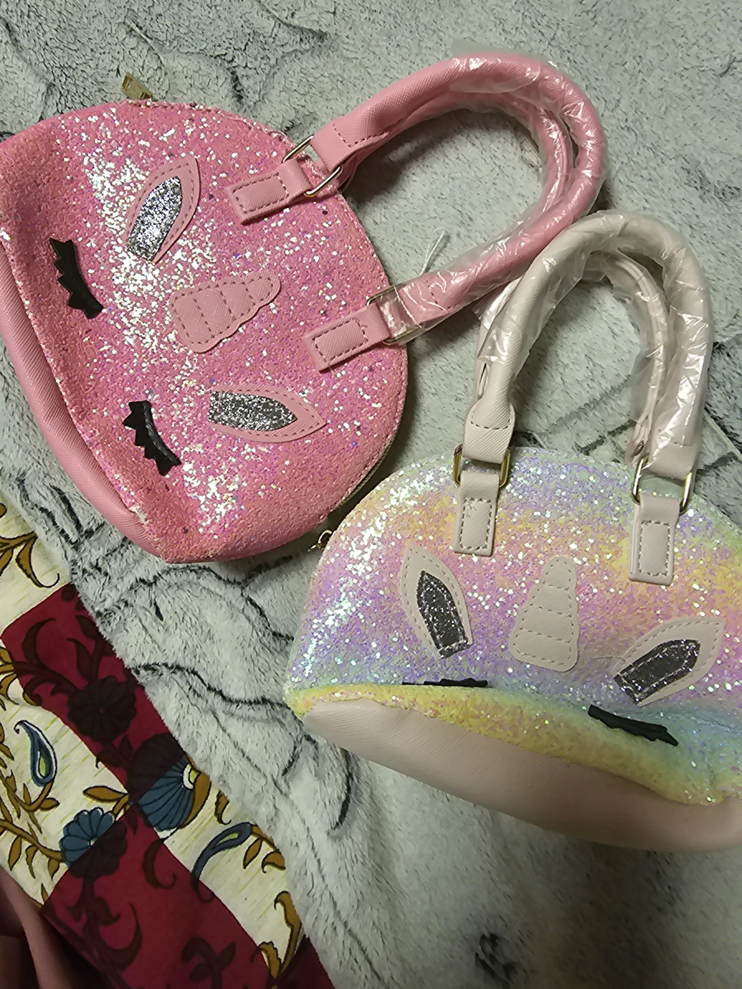 Glitter Unicorn & Piggy Handbags - Pink & Rainbow