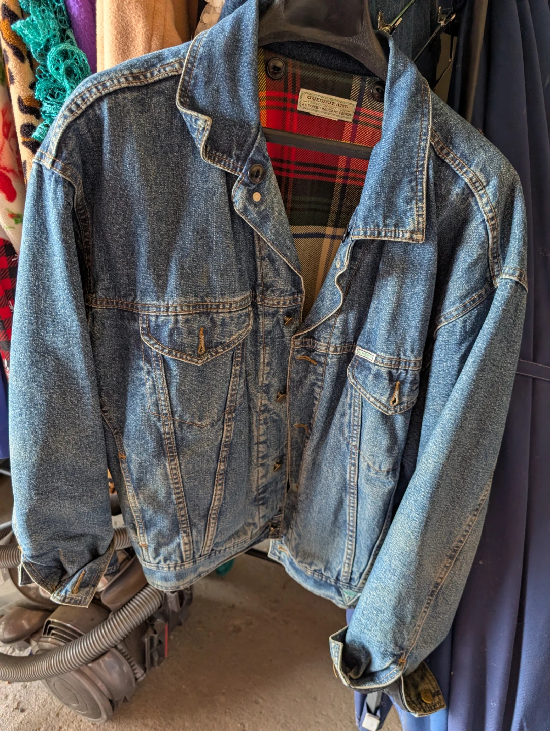 Guess Jeans Denim Jacket with Plaid Lining