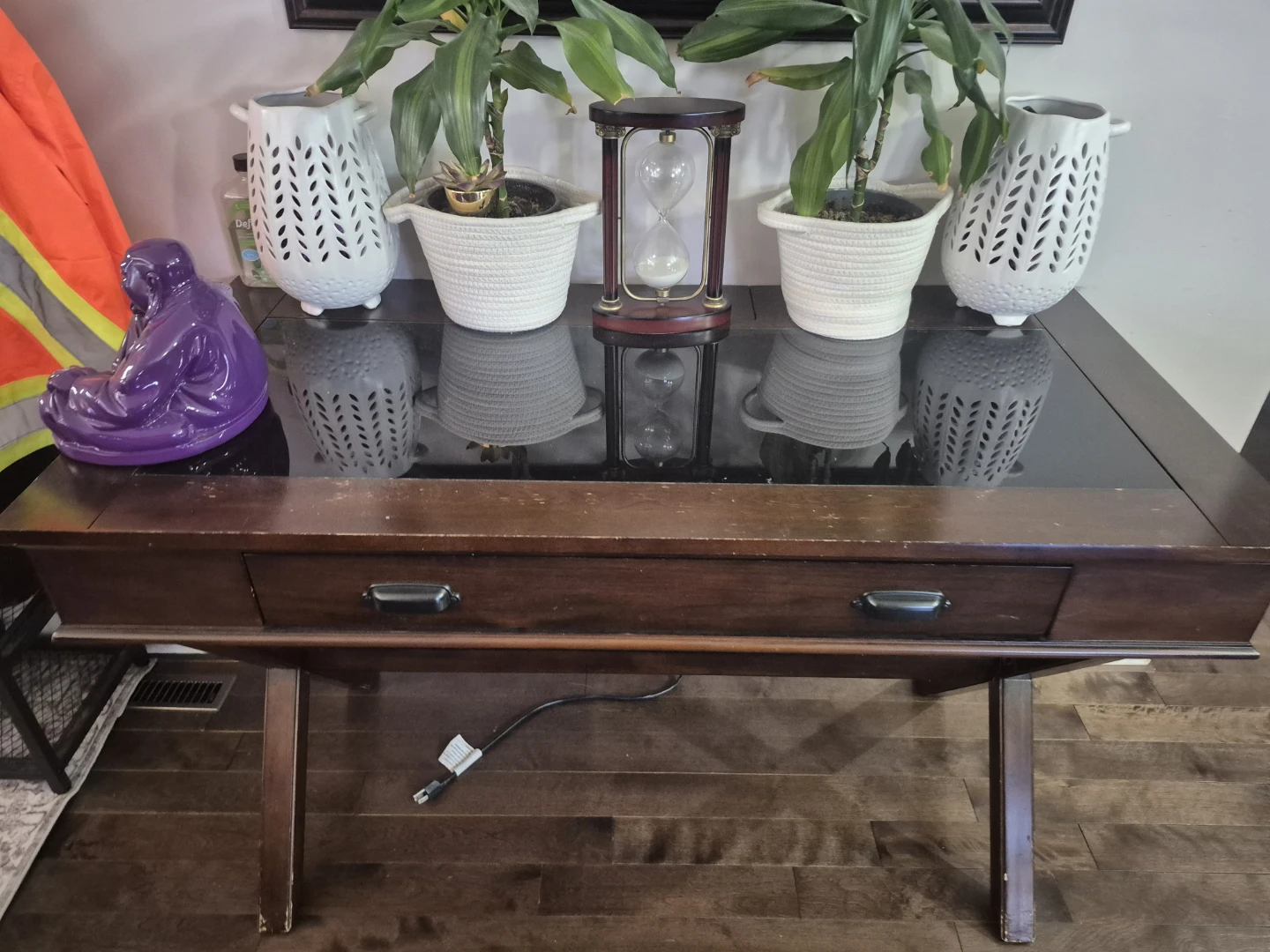 Dark Wood Desk with Built-in Power - photo 2