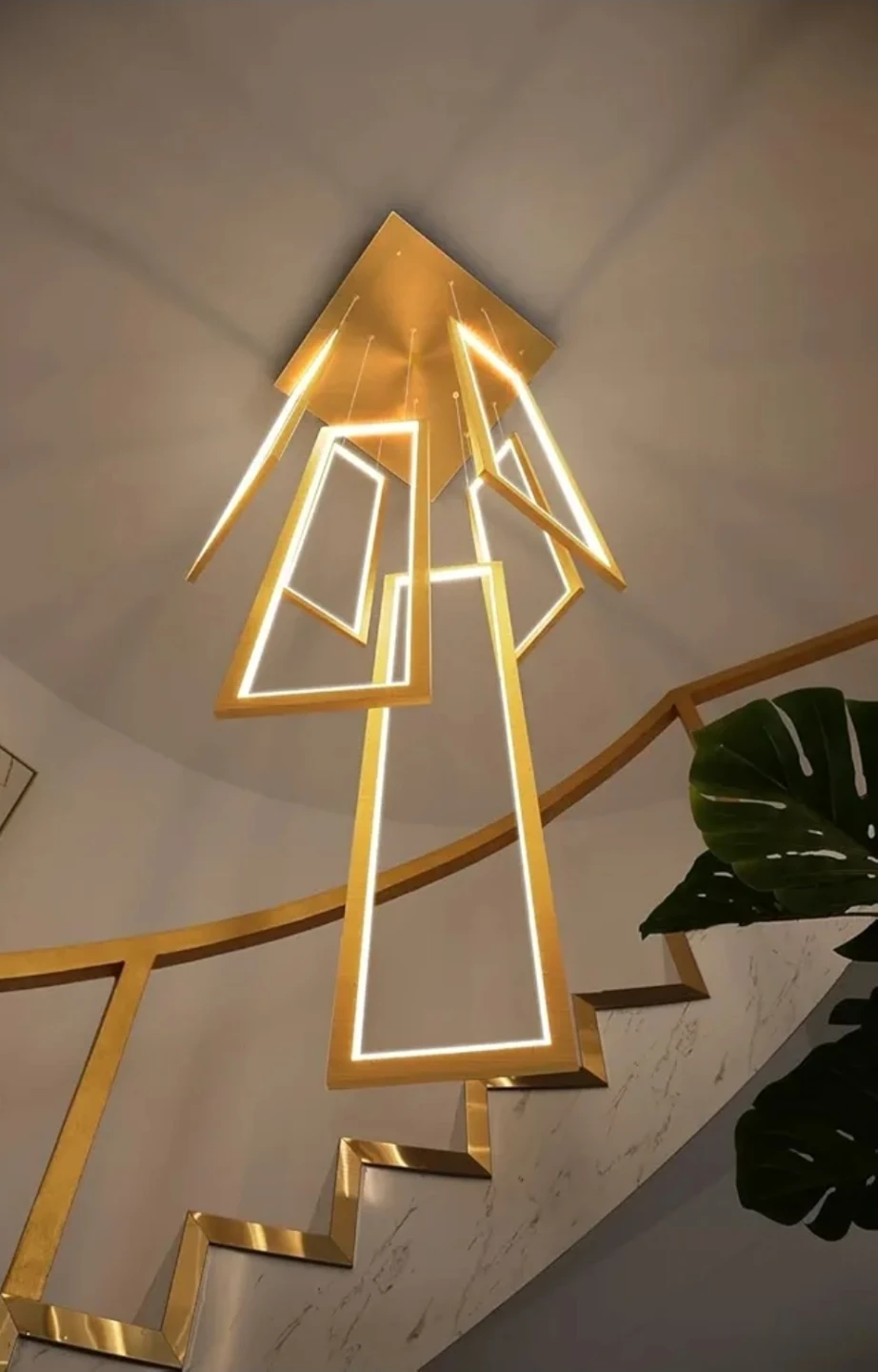 Modern Gold Rectangle Chandelier
