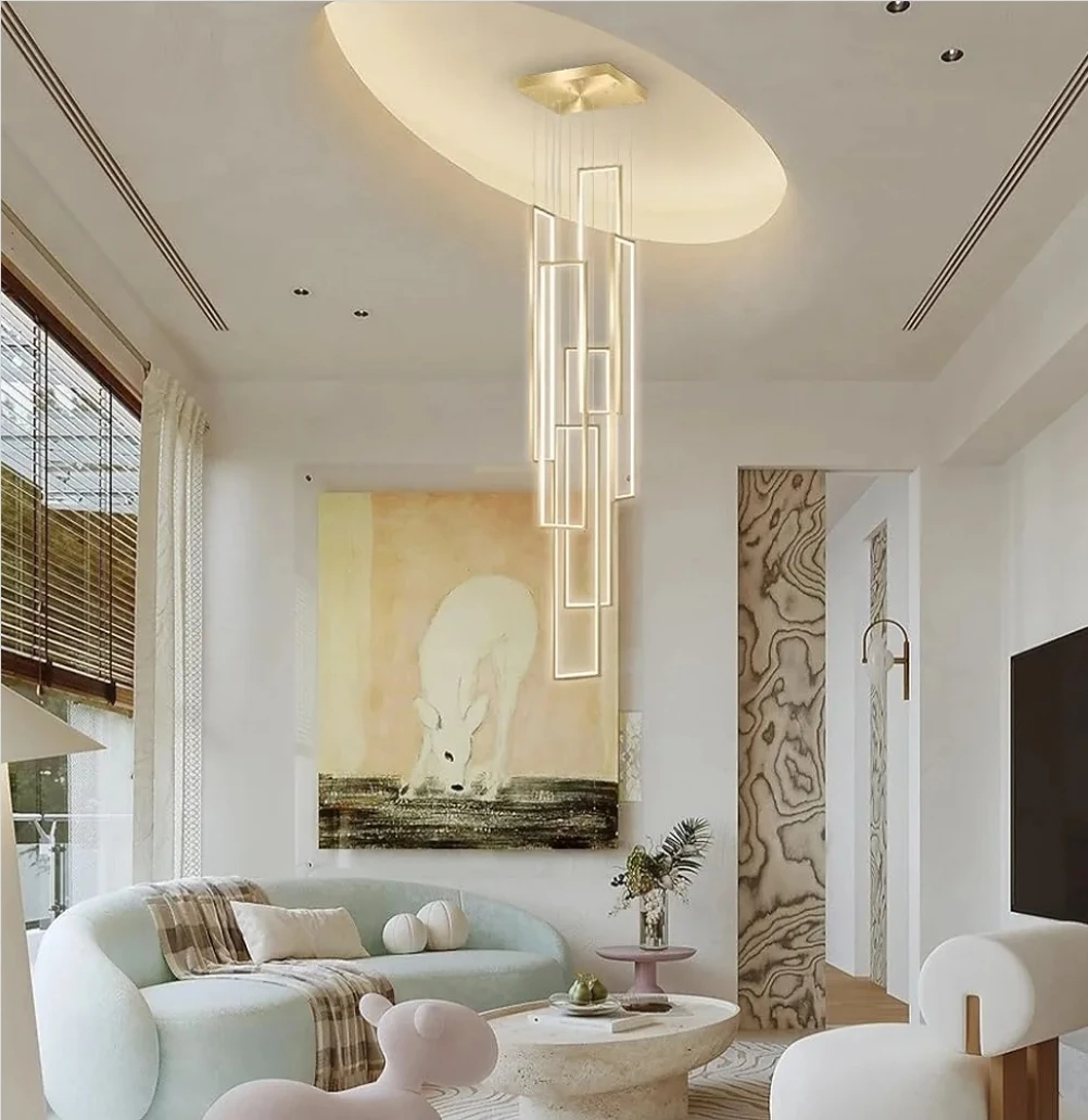Modern Gold Rectangle Chandelier - photo 2