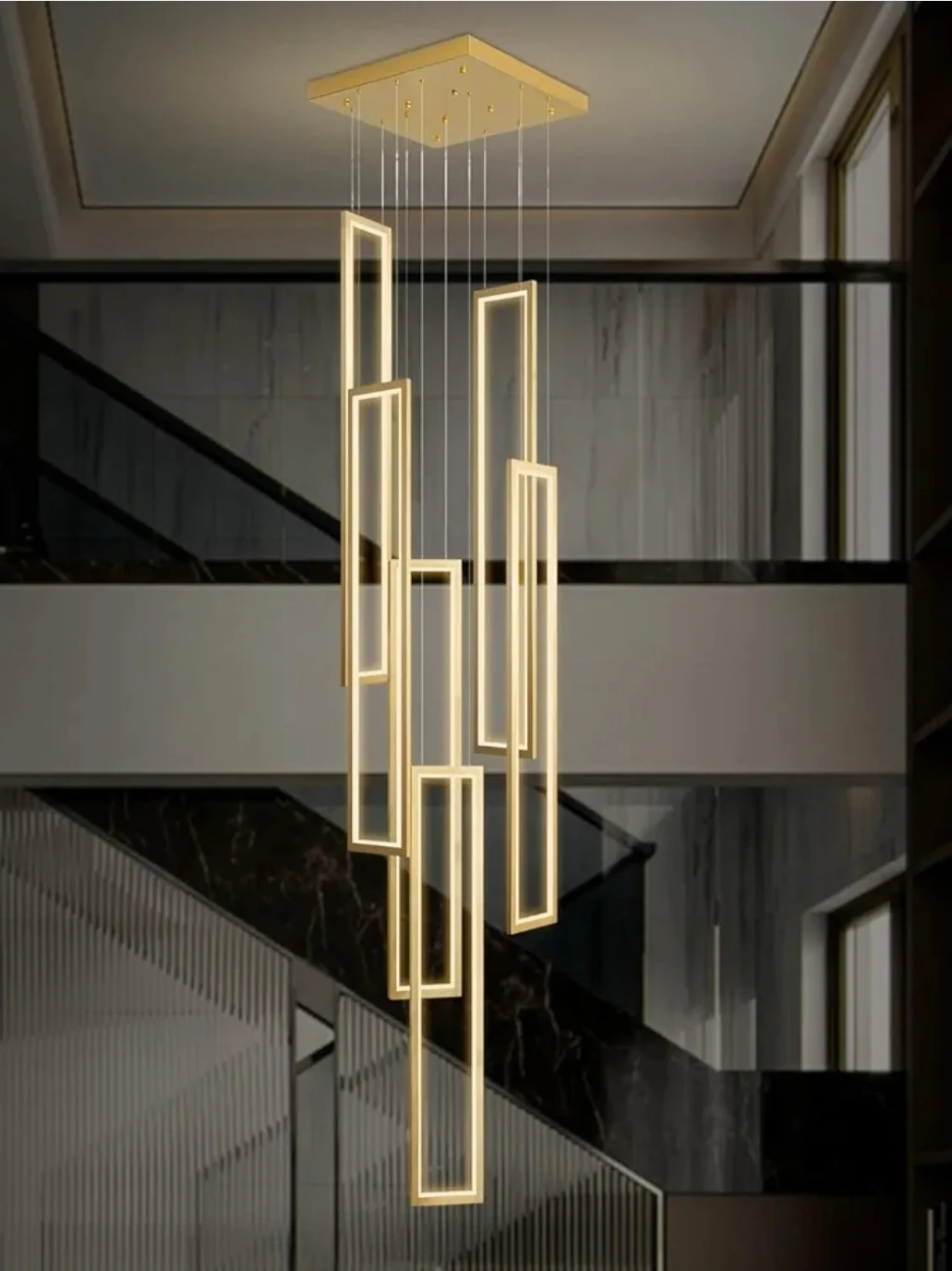 Modern Gold Rectangle Chandelier - photo 3