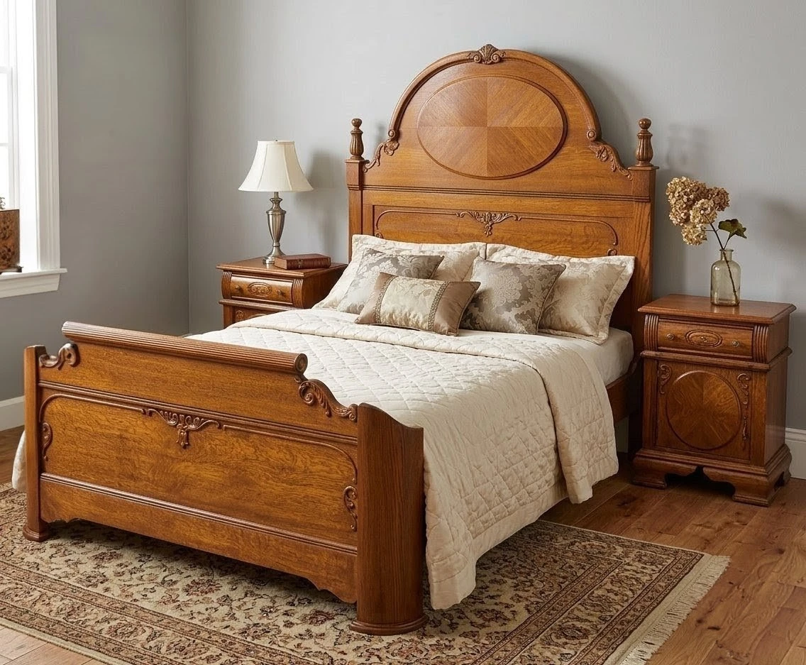 American Drew Solid Oak Bedroom Set - With 2 Nightstands