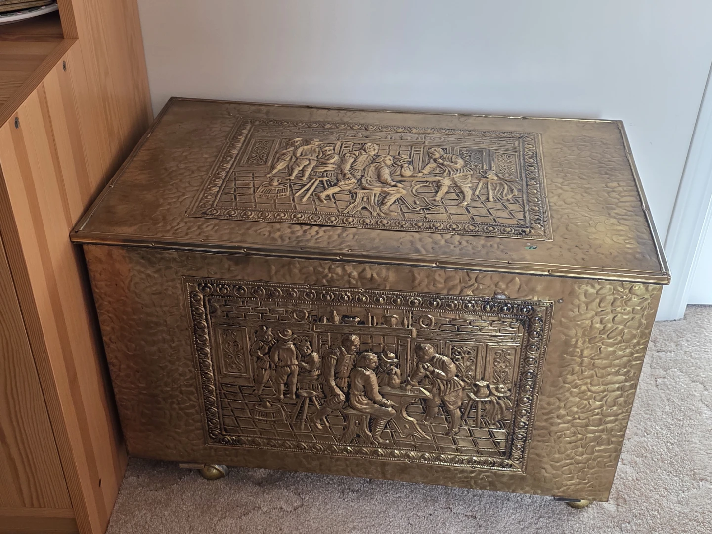 Vintage Embossed Brass Chest Trunk