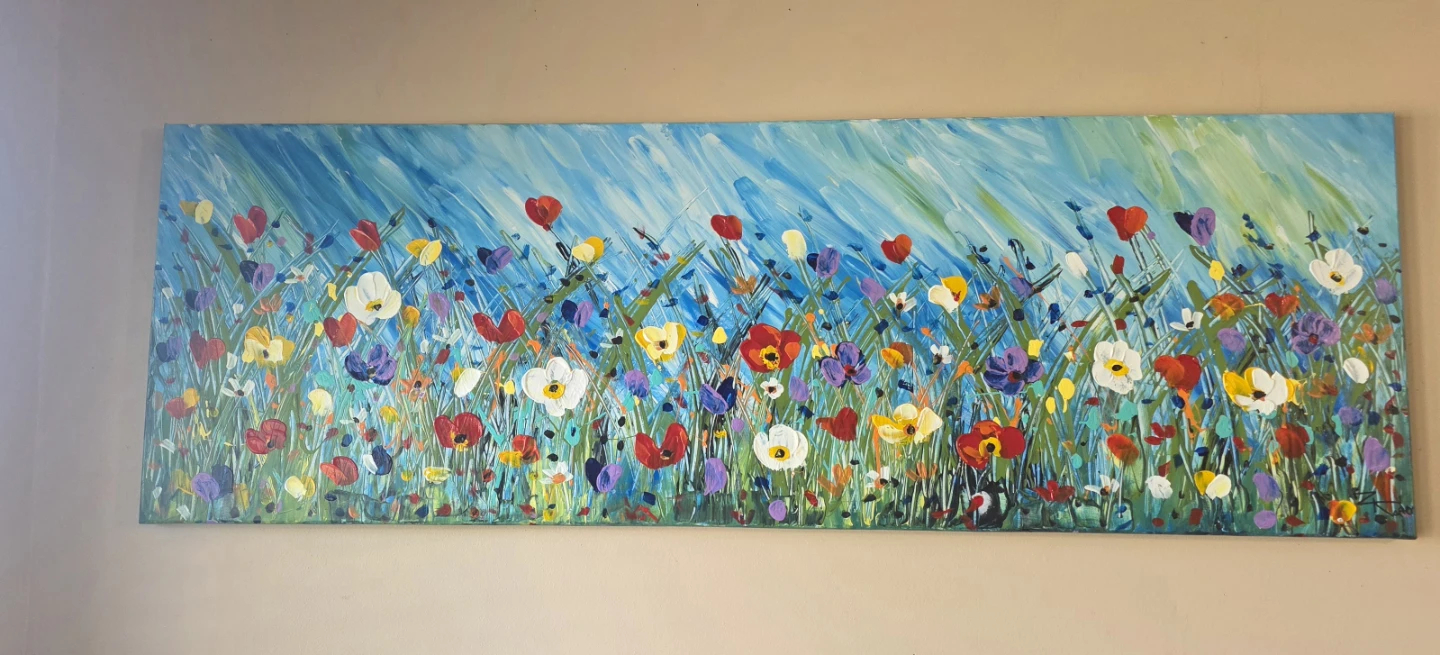 Huge original hand-painted painting by local artist Wild flowers