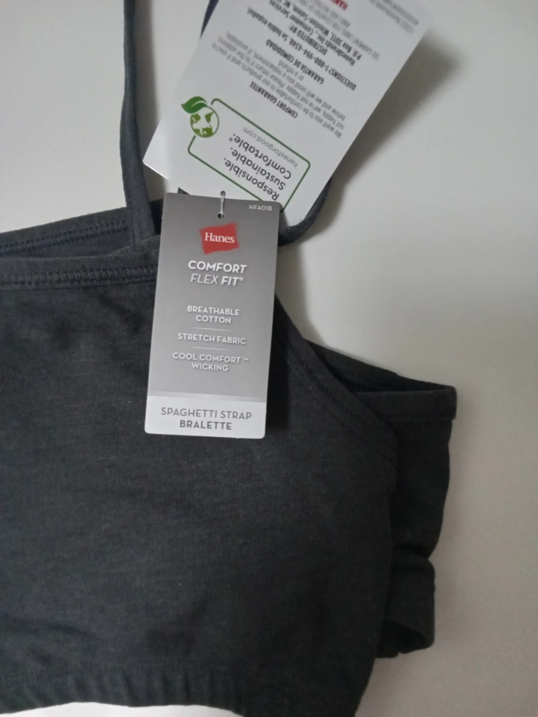 Hanes Comfort Flex Fit Spaghetti Strap Bralette - Black - photo 2