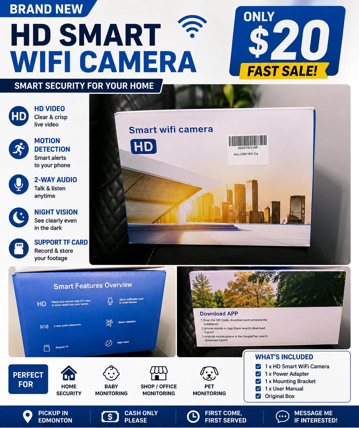 🔥 Brand New HD Smart WiFi Camera – Night Vision – $25