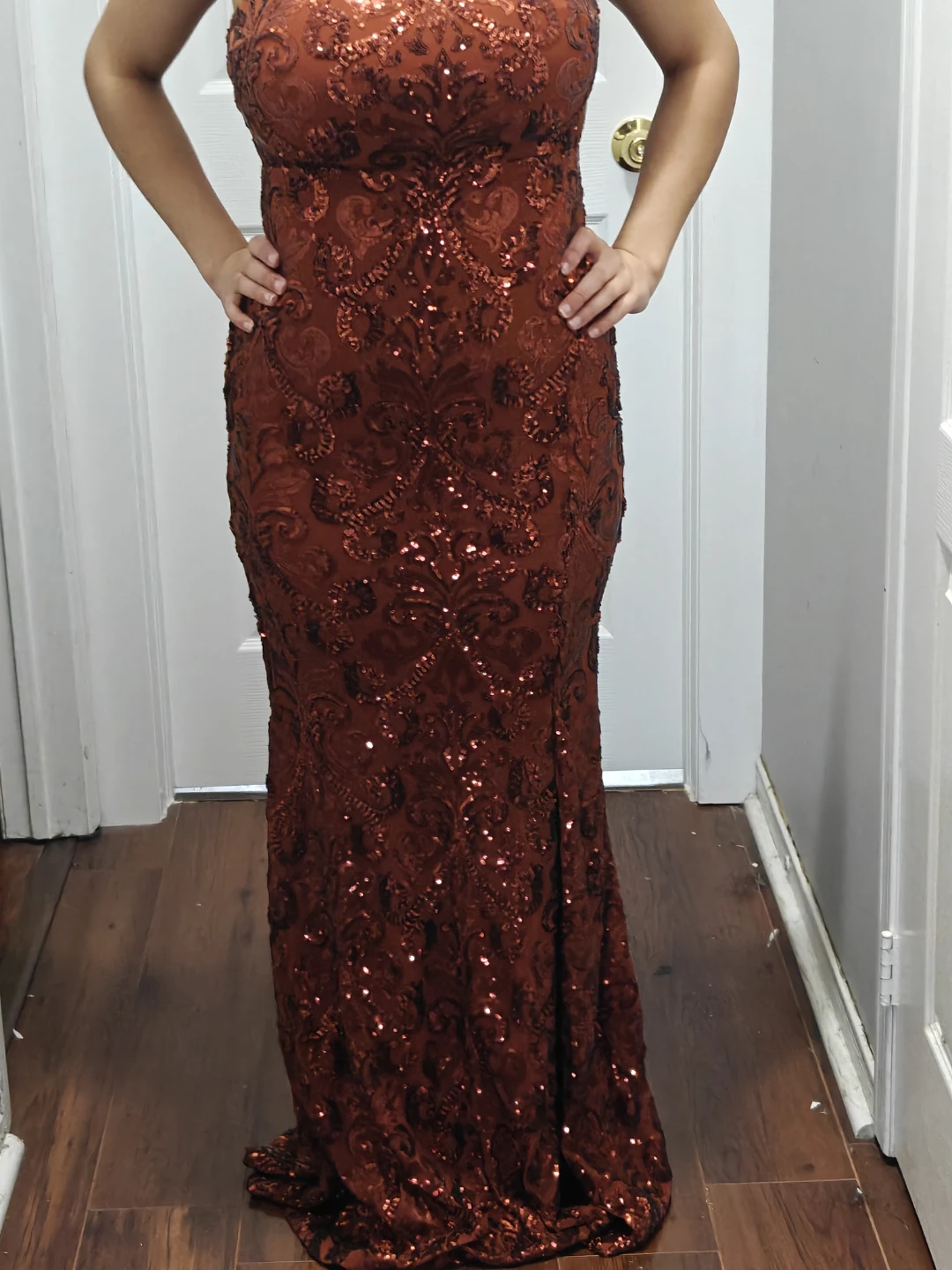 Sequin Evening Gown - Burnt Orange - photo 4
