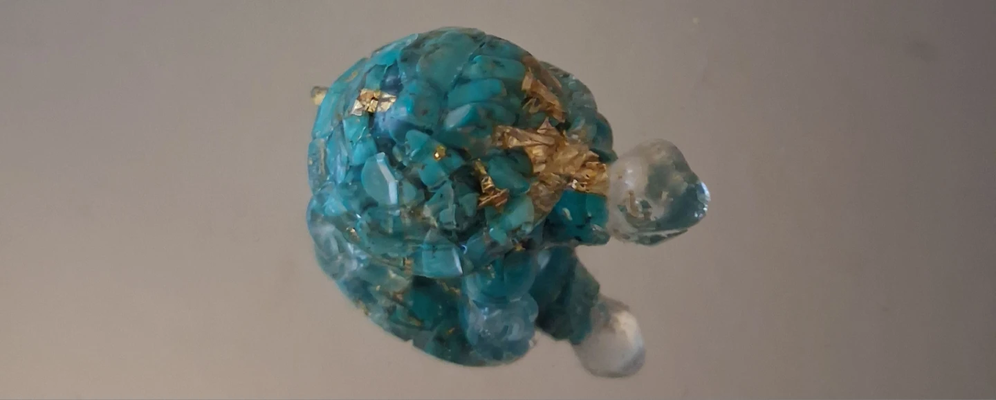 Turquoise and Gold Turtle Figurine
