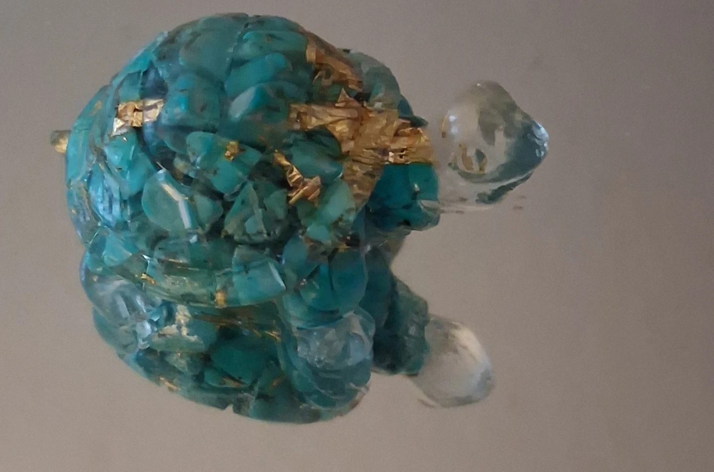 Turquoise and Gold Turtle Figurine - photo 2