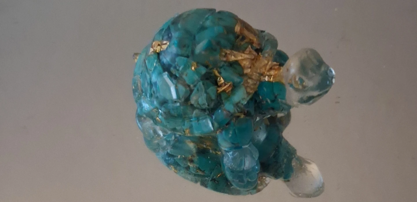 Turquoise and Gold Turtle Figurine - photo 4