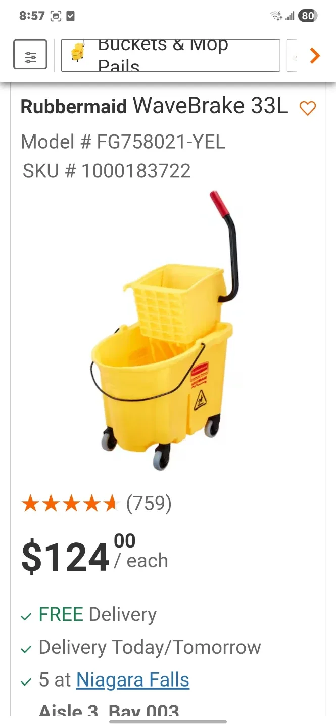 Rubbermaid WaveBrake 33L Mop Bucket with Wringer - photo 3