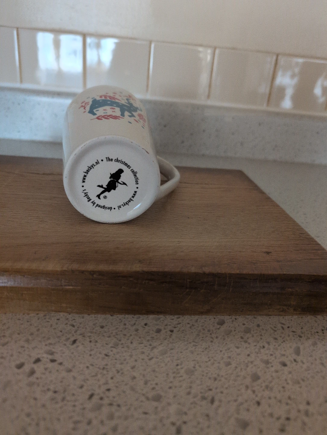 White Ceramic Christmas Mug with Deer Design - photo 2