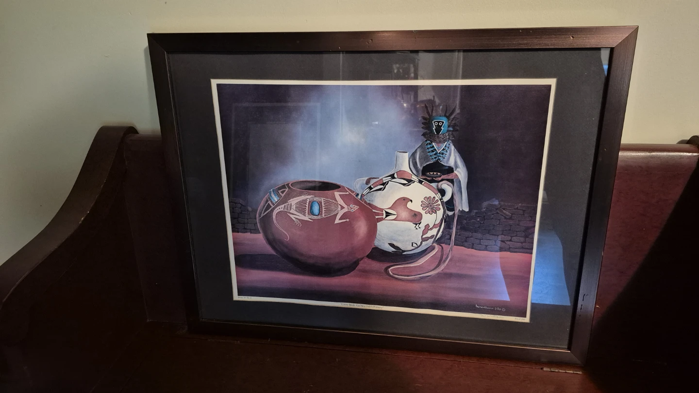 Framed Print "Cote Bird Facing With Pottery"