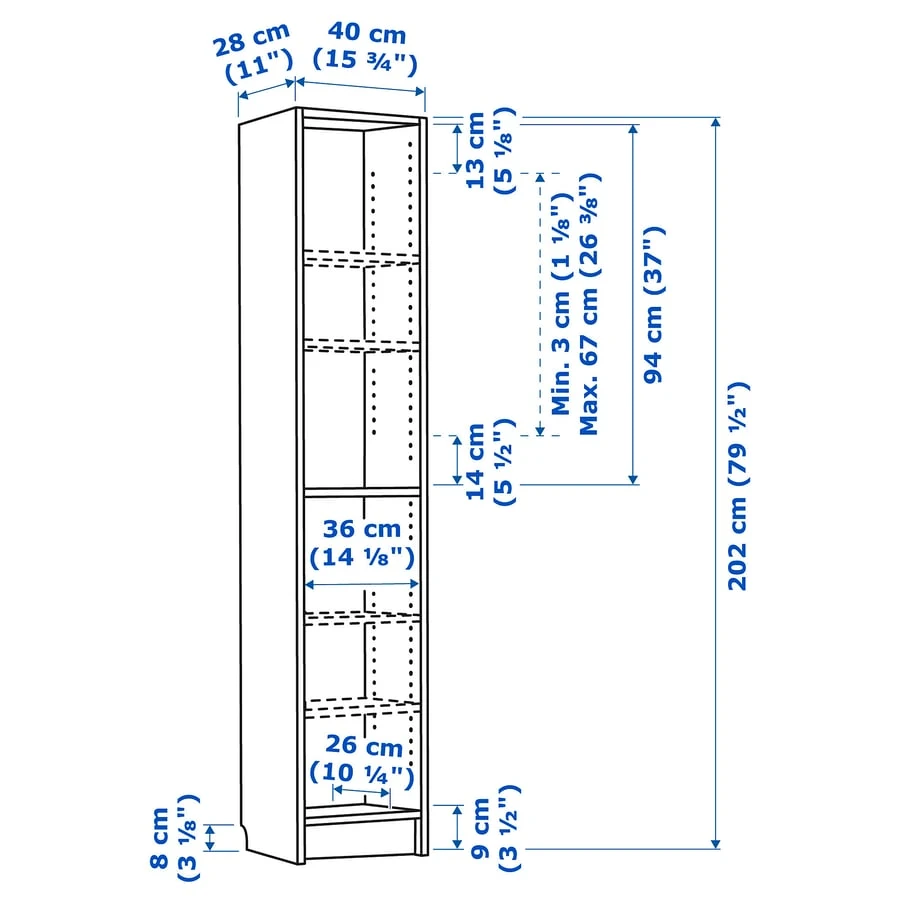 IKEA Billy Bookcase/shelf - White 40x28x202 cm - photo 3