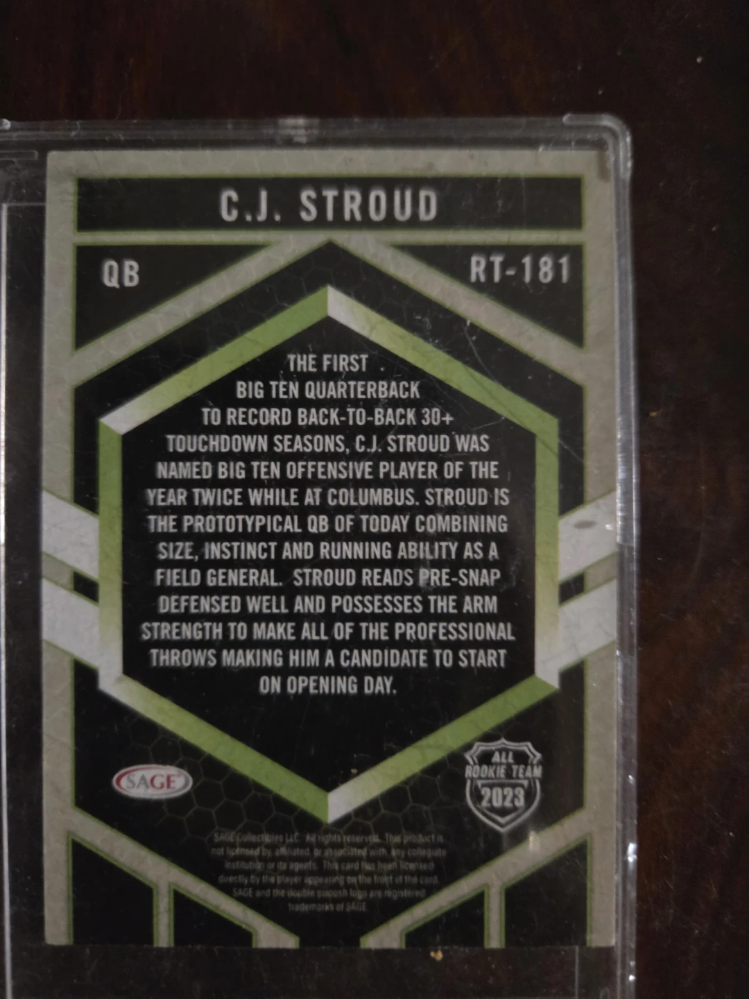 C.J. Stroud 2023 Sage All Rookie Team Football Card - photo 2