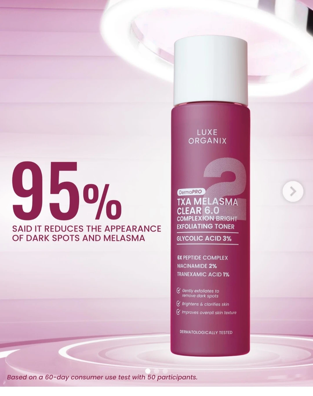 Luxe Organix DermaPro TXA Melasma Clear 6.0 Toner 150ml - photo 3