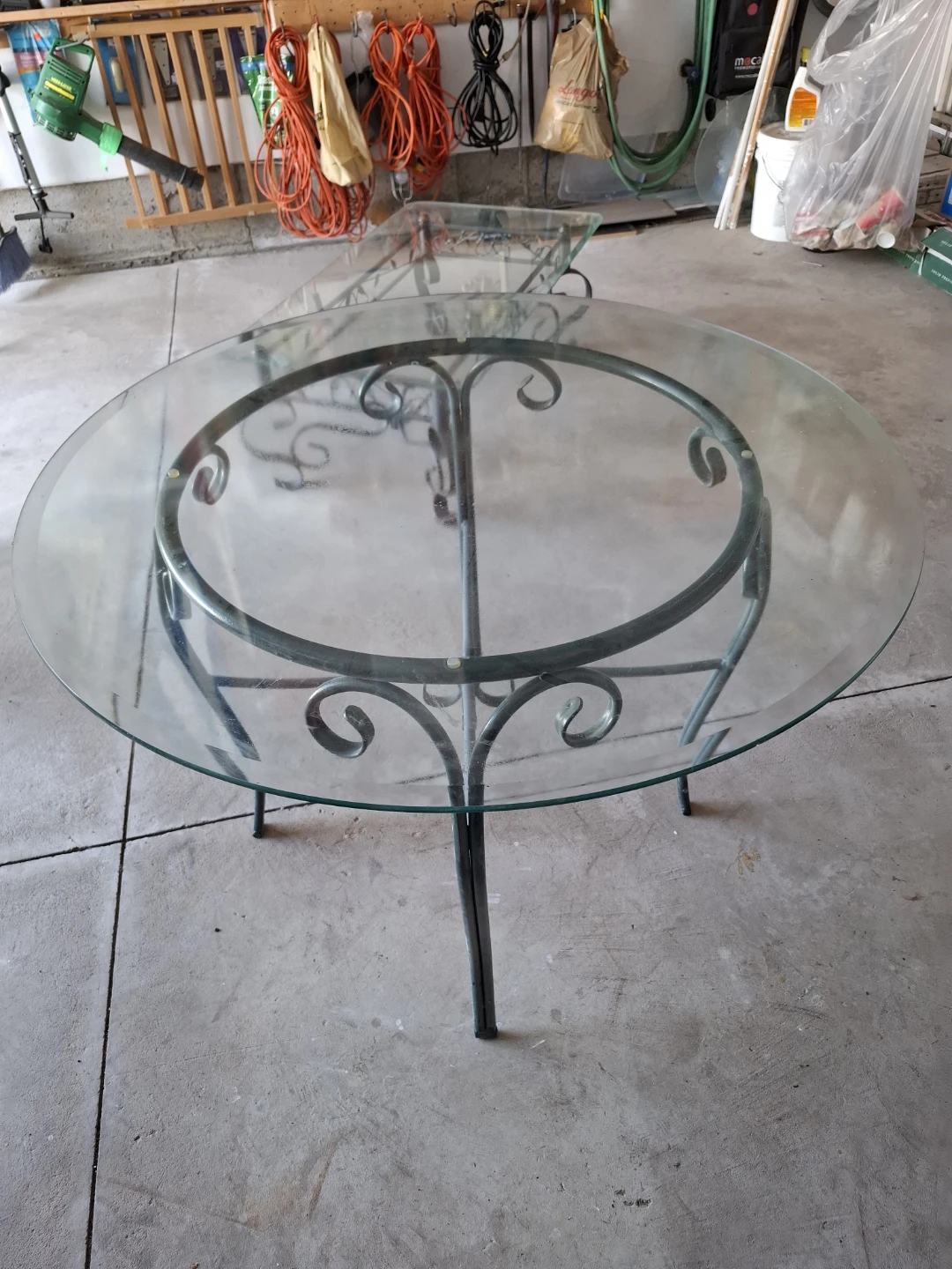 Round Glass Top Table with Metal Base - photo 2