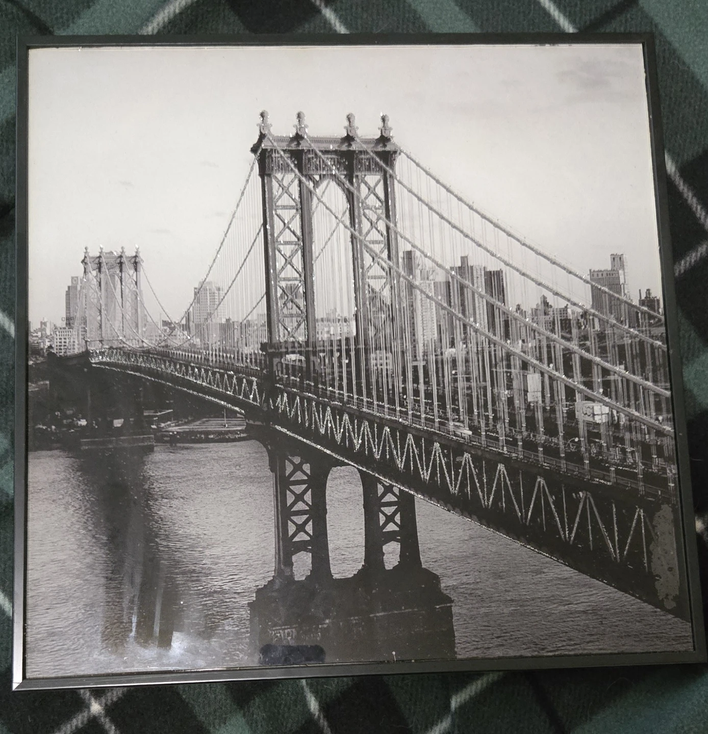 Framed Black and White Bridge Wall Art