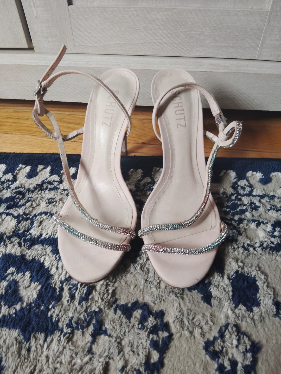 Schutz Pink Rhinestone Stiletto Heels