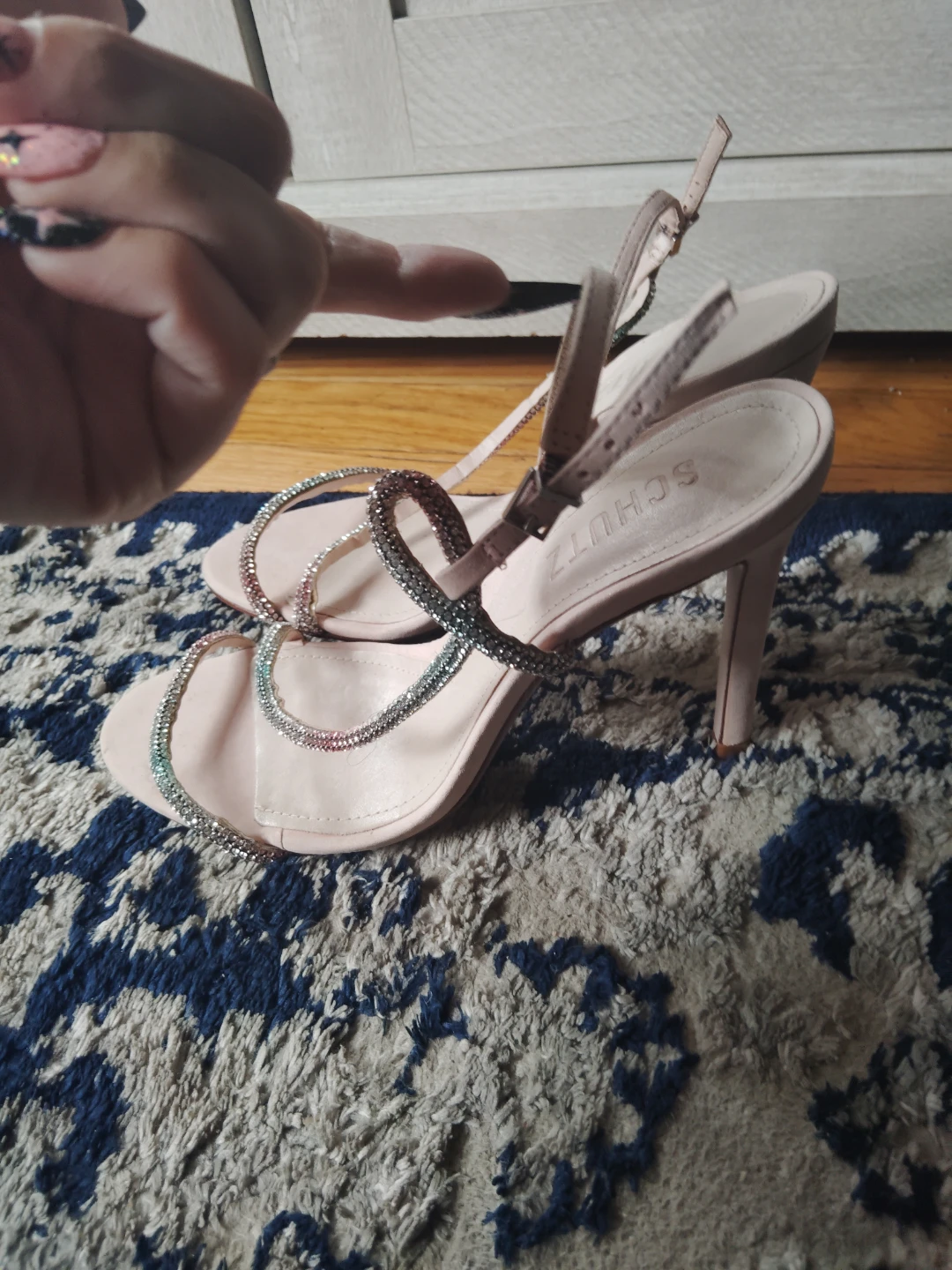Schutz Pink Rhinestone Stiletto Heels - photo 2