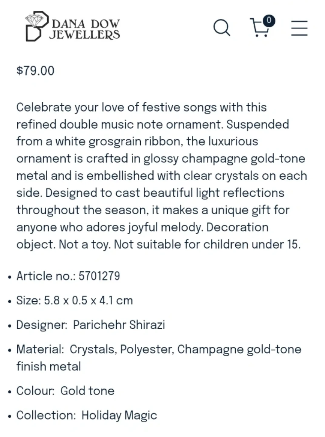 Swarovski Holiday Magic Double Music Note Ornament - photo 3