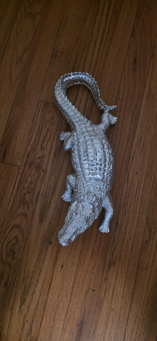 Silver Alligator Figurine