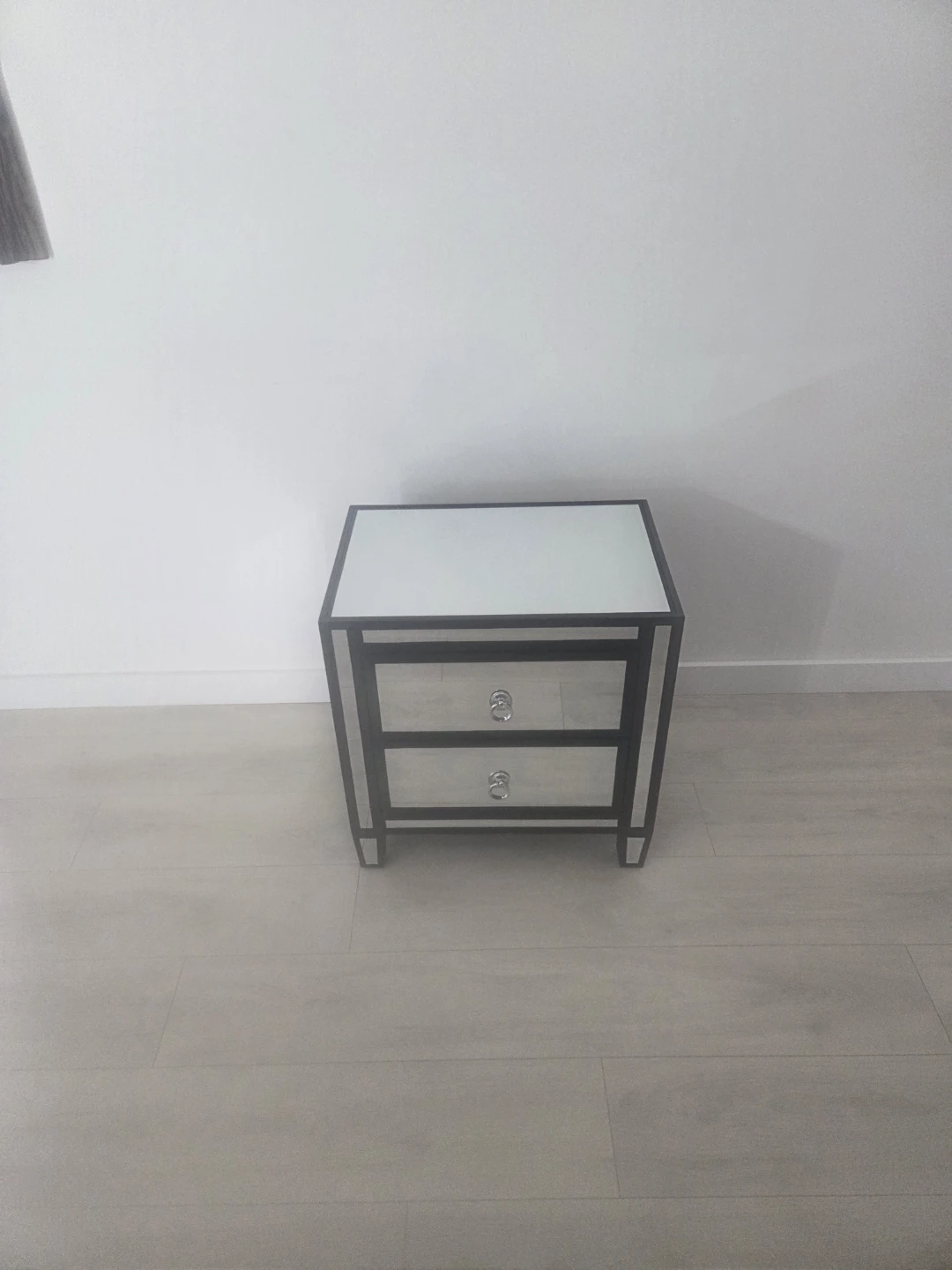 Mirrored Nightstand with 2 Drawers