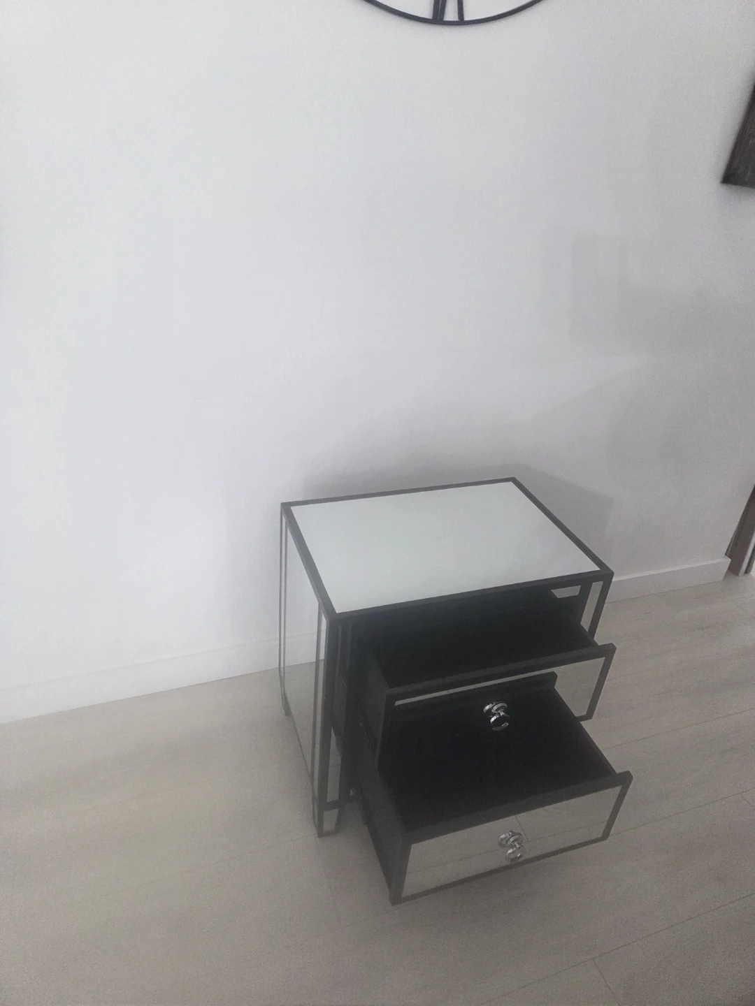 Mirrored Nightstand with 2 Drawers - photo 2