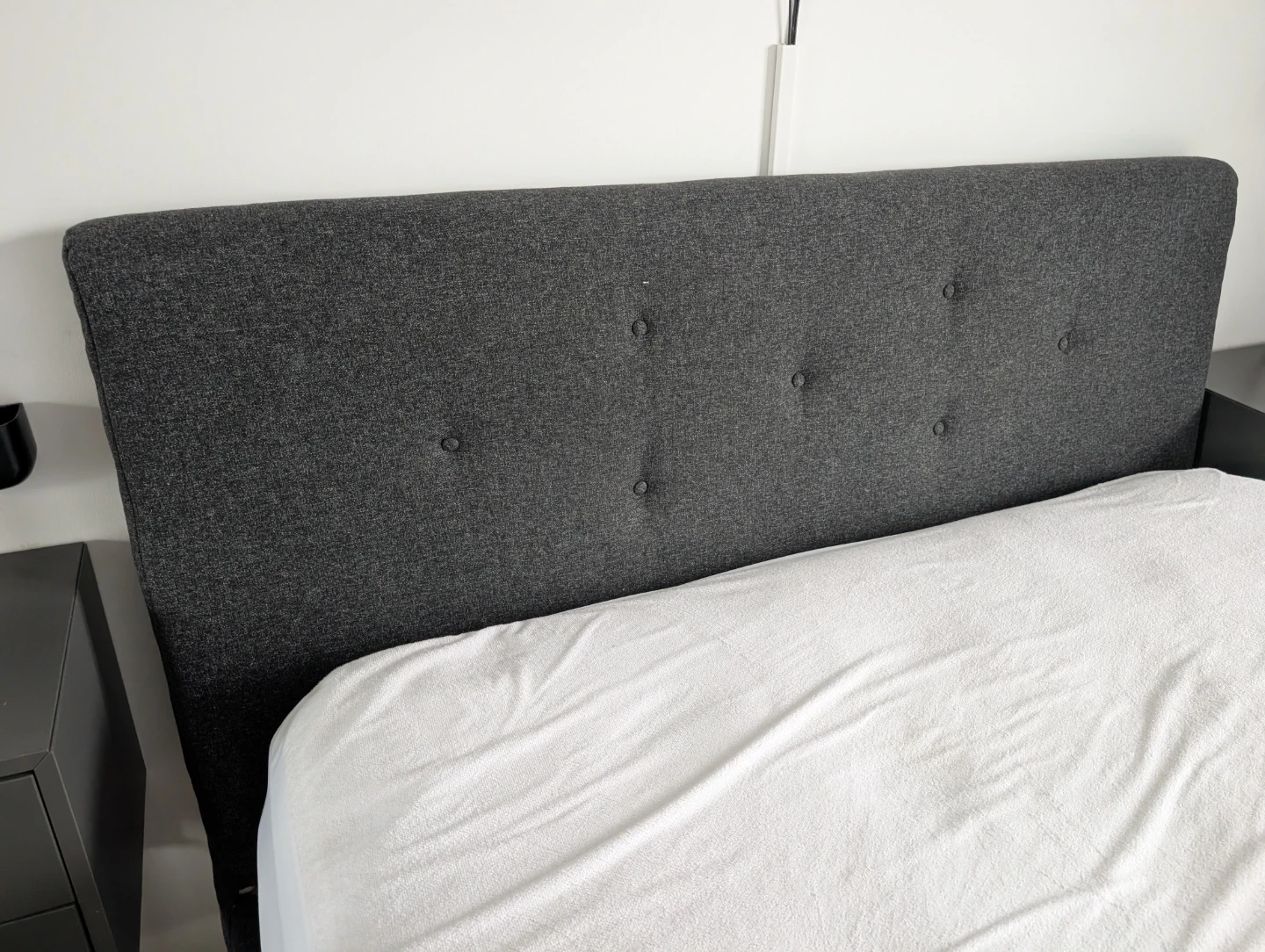 Dark Grey Upholstered Queen Bed Frame - photo 2
