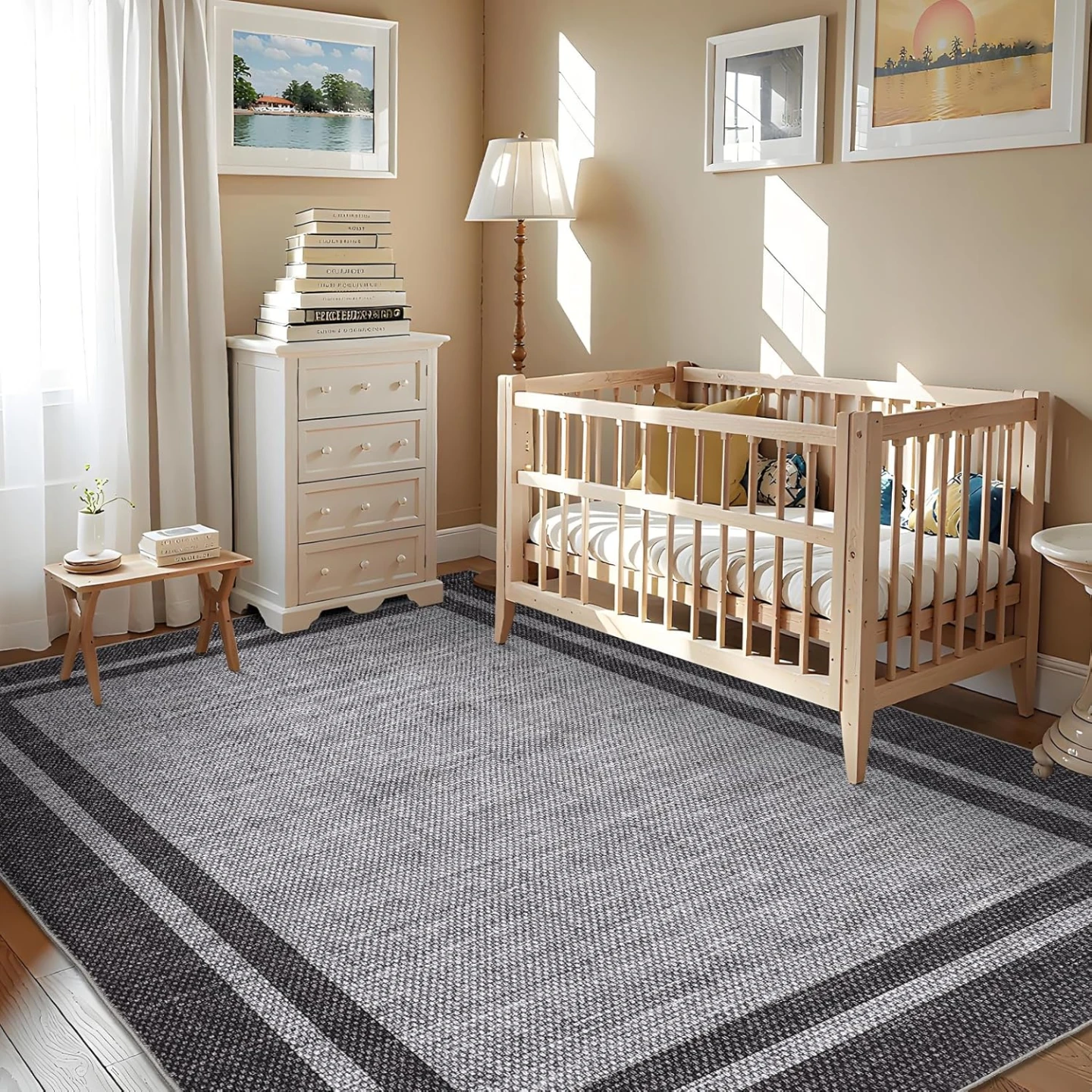 GarveeHome Bordered Washable Area Rug 9x12  Non Slip Carpet - photo 3