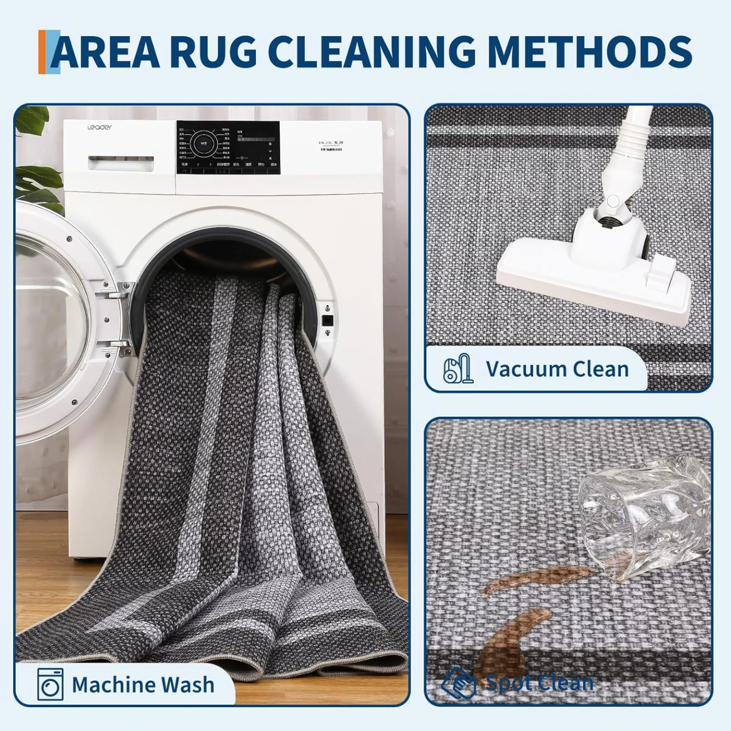 GarveeHome Bordered Washable Area Rug 9x12  Non Slip Carpet - photo 4