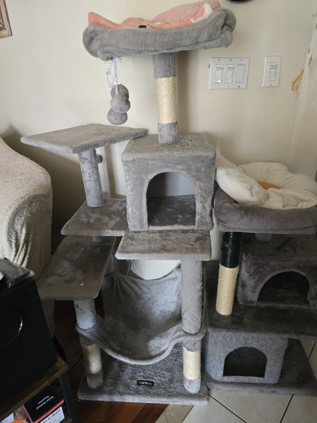 Multi-level Grey Cat Tree Condo with Hammock