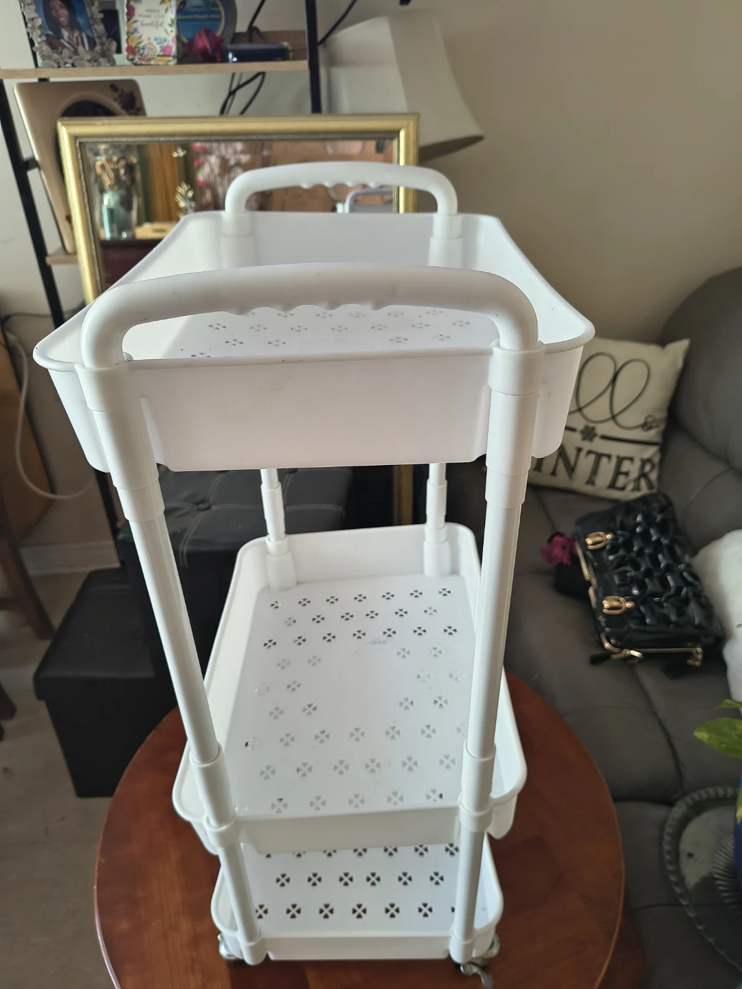 White 3-Tier Rolling Utility Cart