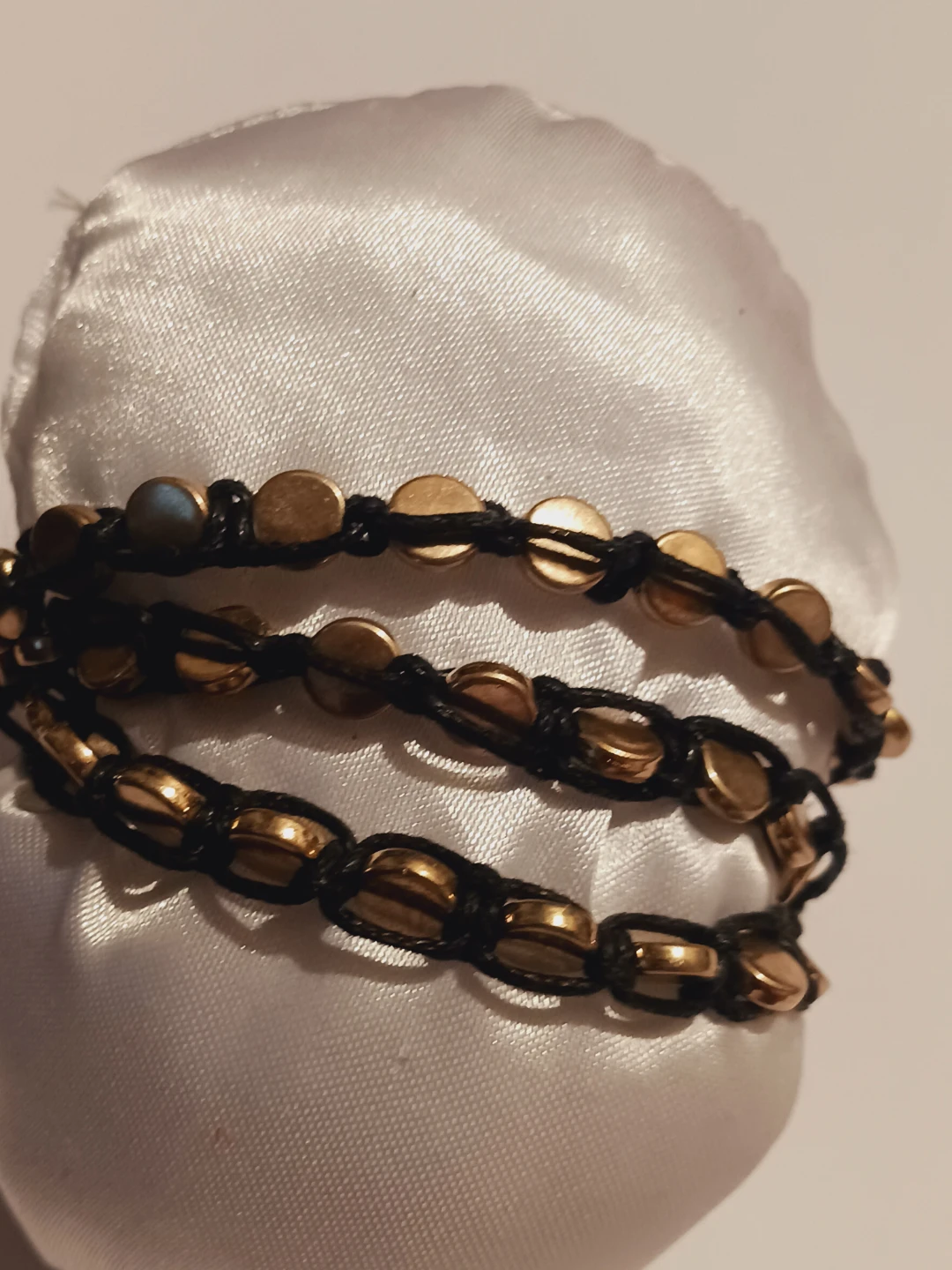 Boho Wrap Bracelet with Gold-Tone Beads and Button - photo 4