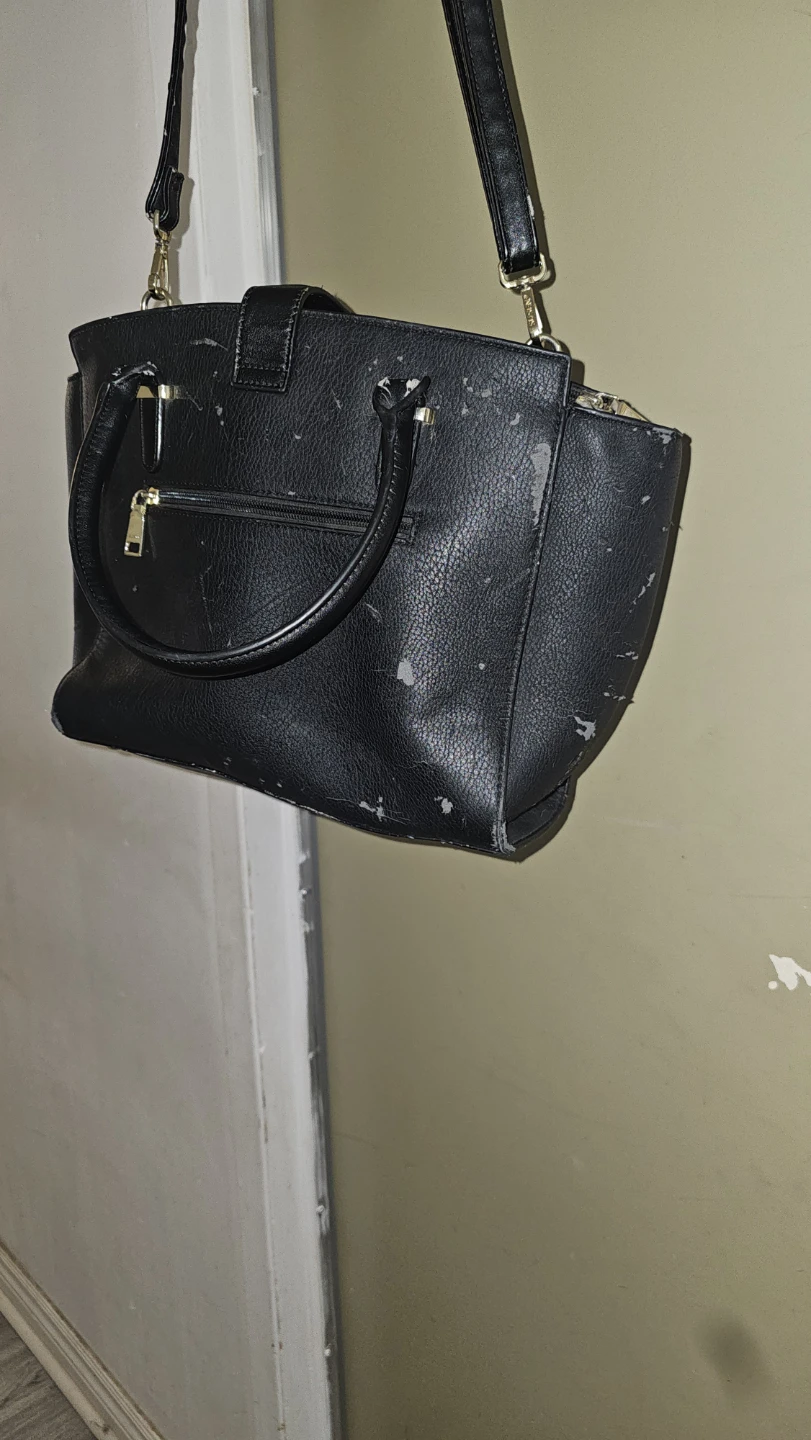 Black Faux Leather Handbag