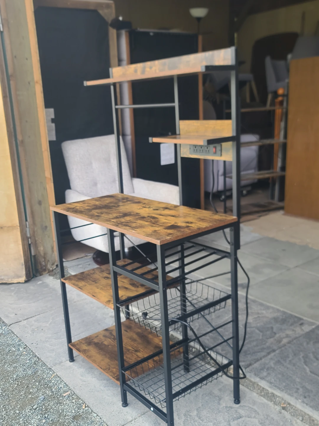 Rustic Baker's Rack w/ Power Outlets & Storage - photo 2